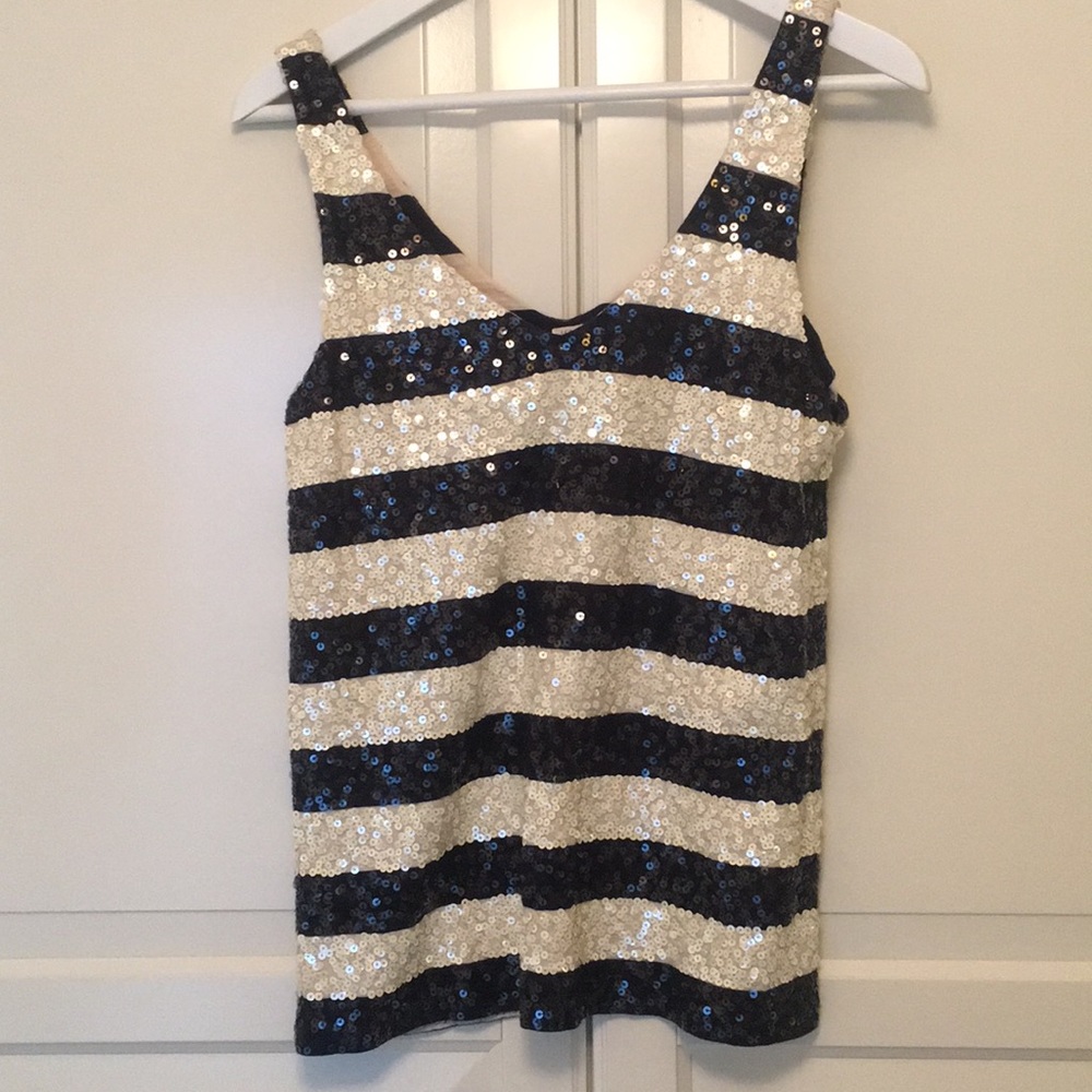 J CREW Sequin Double V-neck Top